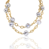 Gold Silver Sphere Necklace with Resin Sphere - Georgina Jewelry