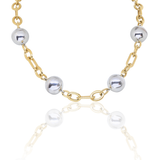 Gold Silver Sphere Necklace with Resin Sphere - Georgina Jewelry