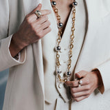 Gold Silver Sphere Necklace with Resin Sphere - Georgina Jewelry