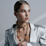 Gold Silver Sphere Necklace with Resin Sphere - Georgina Jewelry