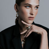 Les Racines Gold Onyx Ceramic Ring - Georgina Jewelry