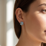 Signature Flower Sphere Blue Cobalt Small Earrings