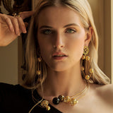 Gold Flower Sphere Hoops - Georgina Jewelry