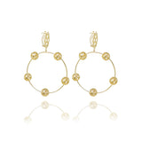 Gold Flower Sphere Hoops - Georgina Jewelry