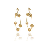Gold Signature Sphere Dangle Hoops - Georgina Jewelry