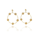 Gold Signature Sphere Dangle Hoops - Georgina Jewelry