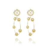 Gold Flower Sphere Hoops - Georgina Jewelry