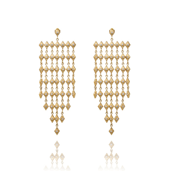 Gold Chandelier Diamond Statement Earrings - Georgina Jewelry