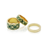 Signature Gold Thick Green Emerald Resin Band Ring - Georgina Jewelry