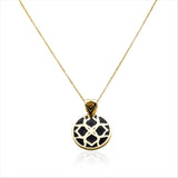 Gold Signature Black Onyx  Resin Flower Personalize Initial Necklace - Georgina Jewelry