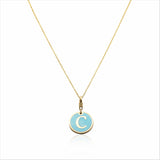 Gold Signature Turquoise Flower Personalize Initial Charm - Georgina Jewelry