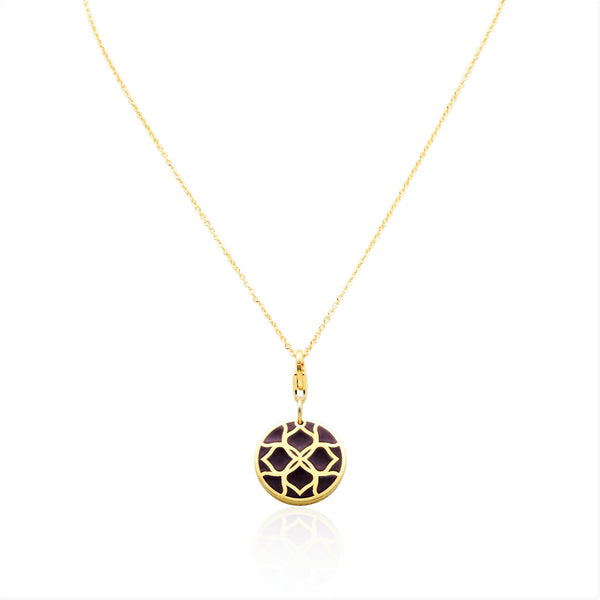 Gold Signature Burgundy Flower Personalize Initial Charm - Georgina Jewelry