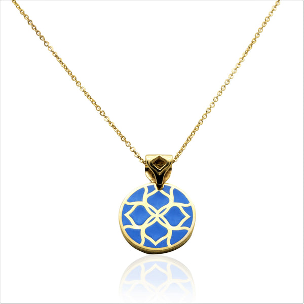 Gold Signature Blue Cobalt  Resin Flower Personalize Initial Necklace - Georgina Jewelry