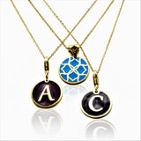 Gold Signature Turquoise Flower Personalize Initial Charm - Georgina Jewelry