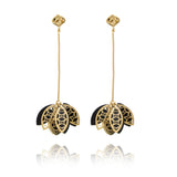 Gold Onyx Leaf Earrings - Georgina Jewelry