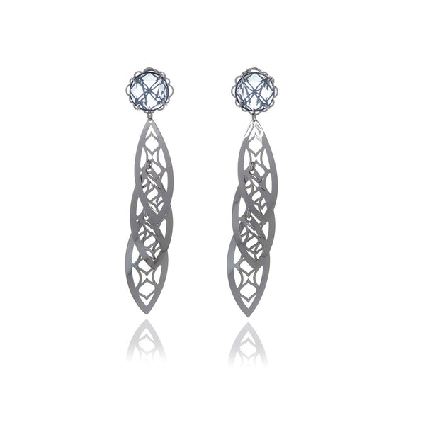 Signature Crystal Three Leaf Earrings - Georgina Jewelry