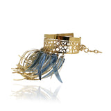 Gold Blue Topaz Crystal Necklace Runway Edition - Georgina Jewelry