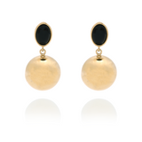 Signature Dangle Gold Sphere Onyx Earrings - Georgina Jewelry