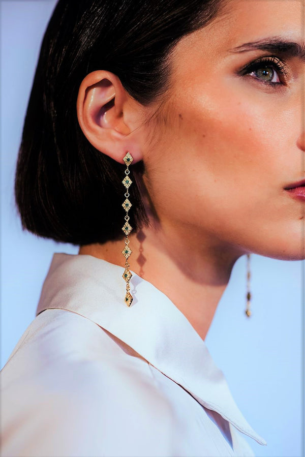 Gold Chandelier Line Diamond Earrings - Georgina Jewelry