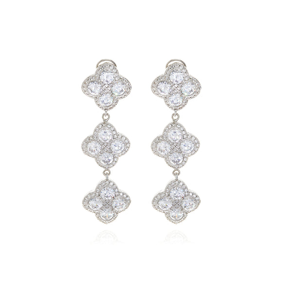 Chandler Diamond Flower Long Earrings - Georgina Jewelry