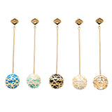 Signature Gold Sphere Turquoise Resin Long Earrings - Georgina Jewelry