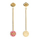 Signature Gold Sphere Pink Resin Long Earrings - Georgina Jewelry