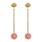 Signature Gold Sphere Pink Resin Long Earrings - Georgina Jewelry