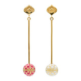 Signature Gold Sphere Pink Resin Long Earrings - Georgina Jewelry