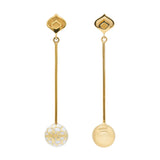 Signature Gold Sphere Mother Pearl Resin Long Earrings - Georgina Jewelry