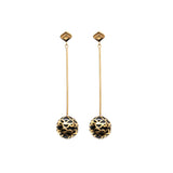 Signature Gold Sphere Onyx Resin Long Earrings - Georgina Jewelry