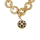 Gold Signature Burgundy Flower Personalize Initial Charm - Georgina Jewelry