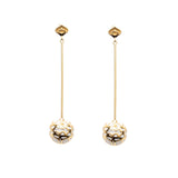 Signature Gold Sphere Mother Pearl Resin Long Earrings - Georgina Jewelry