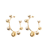 Gold Sphere Hoops with Natural Stone - Georgina Jewelry