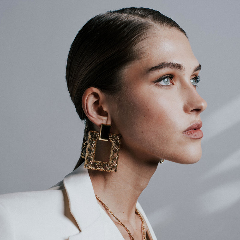 Signature Gold Rectangle Earrings - Georgina Jewelry