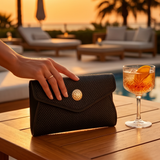 Georgina Black  Straw Large Clutch