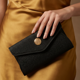 Georgina Black  Straw Large Clutch
