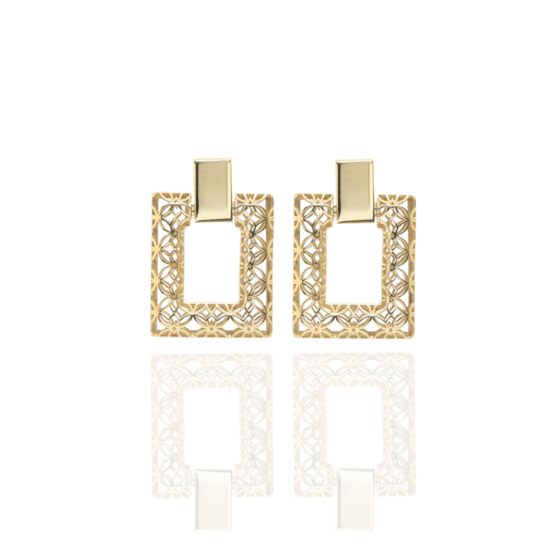 Signature Resin and Gold Rectangle Earrings - Georgina Jewelry