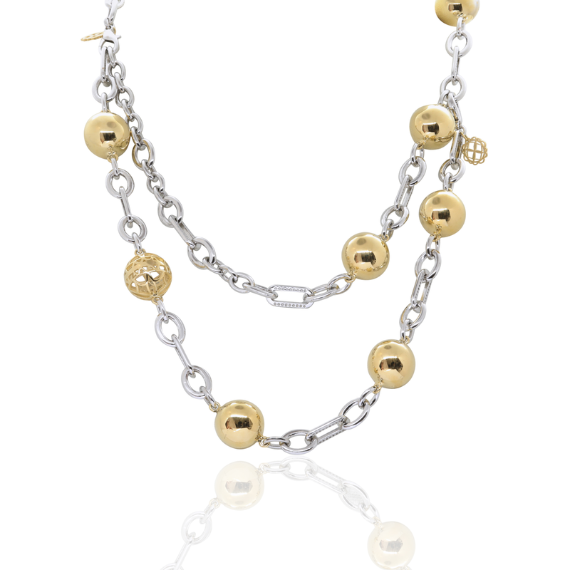 Silver Gold Sphere Signature Necklace - Georgina Jewelry