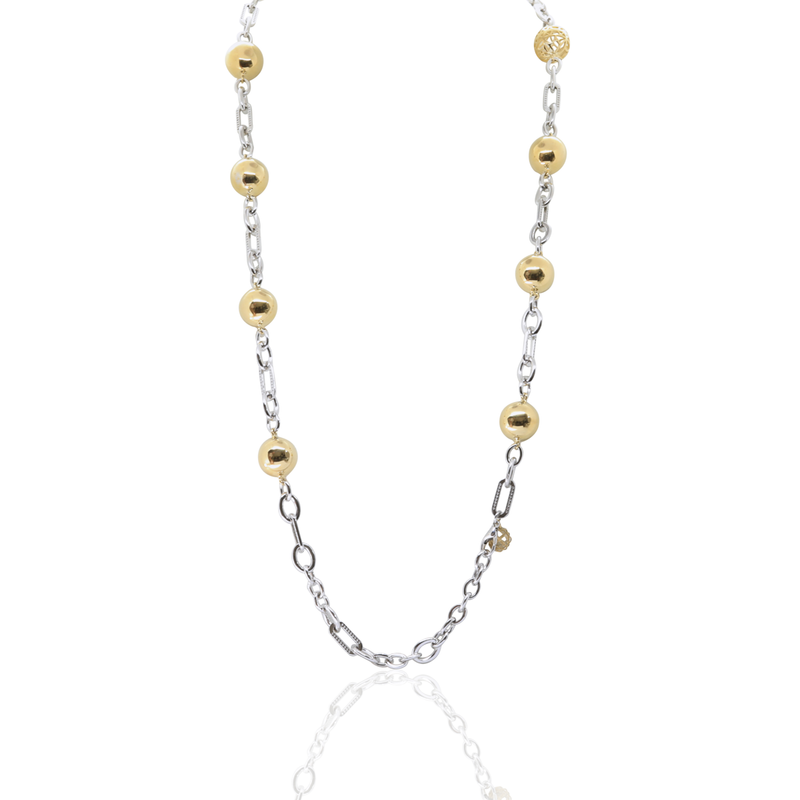 Silver Gold Sphere Signature Necklace