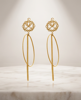 Runway Gold Chain Hoops Flower Earrings