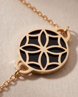 Signature Flower Onyx Gold Necklace