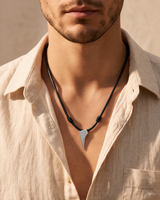 Signature Black Leather Necklace for Men