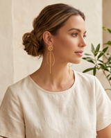 Runway Gold Chain Hoops Flower Earrings