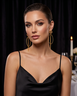 Runway Gold Chain Hoops Flower Earrings