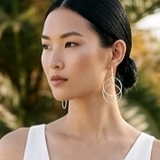 Two Silver Circle Bar  Earrings