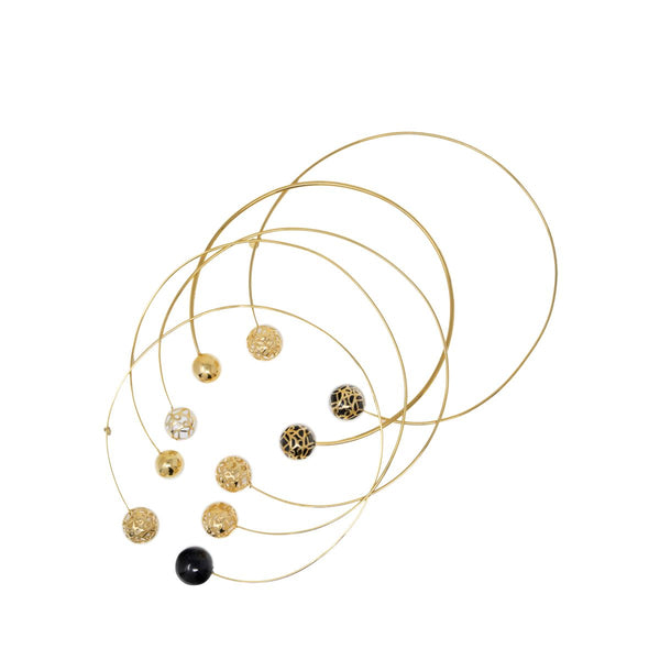 Gold Sphere Resin Choker Necklace - Georgina Jewelry