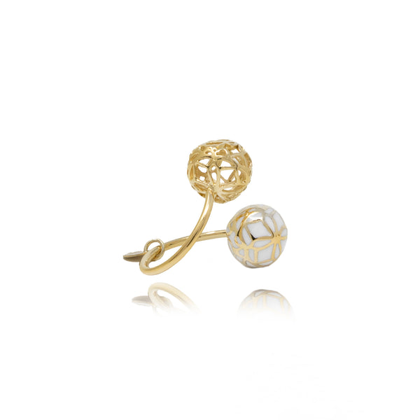 Gold Signature Sphere Mother Pearl Resin Ring