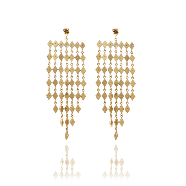 Gold Chandelier Diamond Statement Earrings
