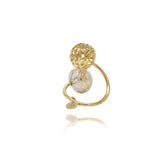 Gold Signature Sphere Mother Pearl Resin Ring