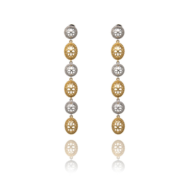 Two Tone Signature Long  Earrings - Georgina Jewelry